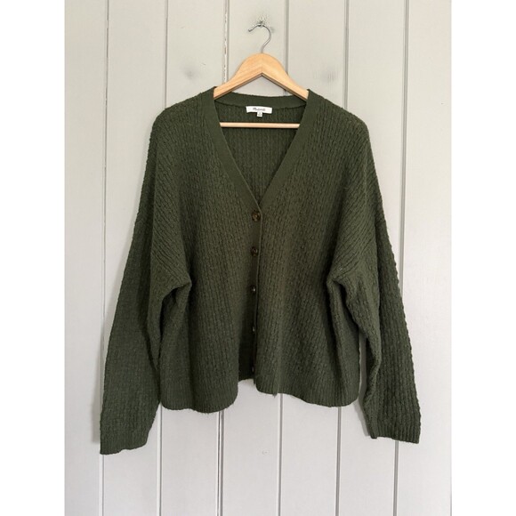 Madewell Sweaters - Madewell Oversized Crop Mayfair Sweater Cardigan 1X Alpaca Blend  Forest Green
